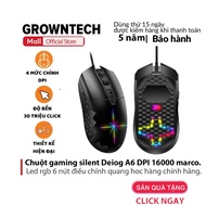 Livestreams Chuột gaming silent Deiog A6 DPI 16000 app marco led rgb 6 nút điều chỉnh quang học