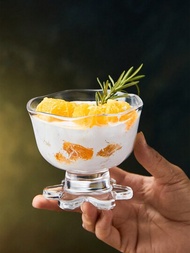 創意星花玻璃碗，簡約透明玻璃甜點碗，優格杯，冰淇淋球杯，冰淇淋水果杯。