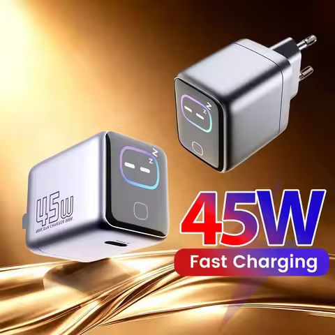 45W GaN Charger With AI Smart Screen Display For iPhone 17 16 15 Samsung Xiaomi PD 3.0 QC 3.0 USB C 