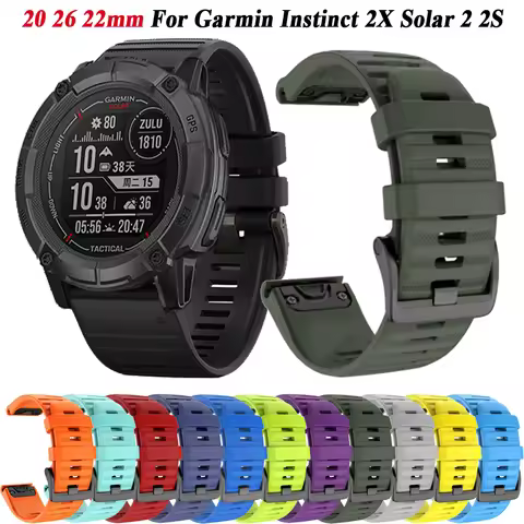 26 22 20mm Silicone QuickFit Straps For Garmin Instinct 2X Solar 2 2S Watchband Bracelet For Fenix 7