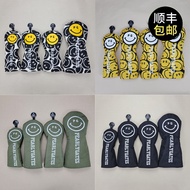 PG Cute Men Women Style GOLF Wood Cover Head Cover Club Protective Cover Cartoon Cap Cover Smiley Fa