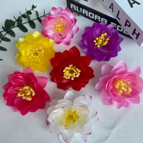 Simulation Flower 7.5cm Small Lotus Flower Head Simulation Flower Water Lily Lotus Small Fresh Lotus