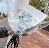 碎冰藍玫瑰花束🌸送男友情人節禮物仿真香皂花永生乾花束