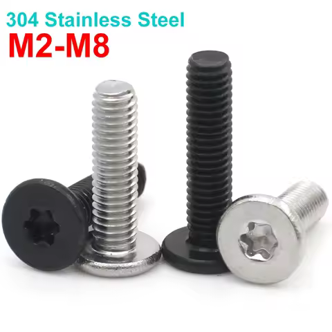5/10/20/50pcs M2 M2.5 M3 M4 M5 M6 M8 CM A2-70 Black 304 Stainless Steel Torx Six-Lobe Ultra Thin Fla