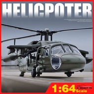 โมเดลเครื่องบินรบสำหรับเด็กเฮลิคอปเตอร์อัลลอย AH-64D UH-60จากอาปาเช่ขนาด1/64เหยี่ยวดำของเล่นโมเดลเครื่องบินรบเครื่องบินทหาร