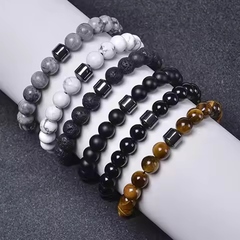 Natural Obsidian Stone Bracelet Magnetic Anxiety Relief Healthy Women Men Smoking Cessation Weight L