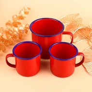 Red Tea Pot Elderly Nostalgic Enamel Cup Vintage Tea Cup Christmas Dessert Cake红色茶缸老人怀旧搪瓷杯老式复古茶杯圣诞甜品蛋糕杯创意杯1.25