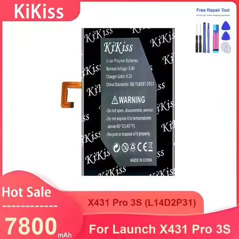 KiKiss Tablet Battery For Launch X431 Pro 3S ,X431 Pro 3S (L14D2P31) 7800mAh Batteries
