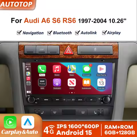 Android 15 Wireless Carplay Android Auto 10.26 Inch Car Radio Screen Stereo For Audi A6 C5 S6 RS6 19