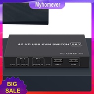 2x1 4K HDMI-Compatible USB KVM Switch with 3 Ports HDMI-Compatible KVM Switch Desktop Controller Sha