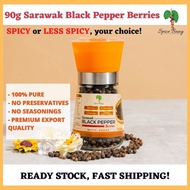 90g【GRADE A+】 100% Pure Sarawak Black Pepper Berries | Biji Lada Hitam Sarawak | 纯砂拉越黑胡椒粒 (w/Grinder