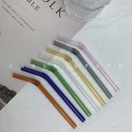 [CASSA SPACE] Ready Stock | 15cm Colourful Short Glass Straw | Heat-resistant Reusable Glass Straw f