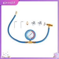 R134A Refrigerator Freon Recharge Hose Kit, R134A AC Refrigerant Charging Hose Gauge, Piercing Valve