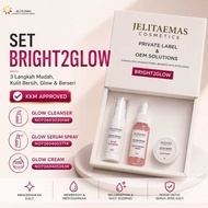 JELITA EMAS Bright2Glow Skincare Set | Glow Cleanser + Glow Serum Spray + Glow Cream | OEM Private L