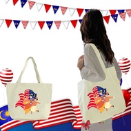 HOT!! Beg Tote Hari Kebangsaan Malaysia Bercetak Beg Hari Kemerdekaan Malaysia Beg Tote Bendera Mala