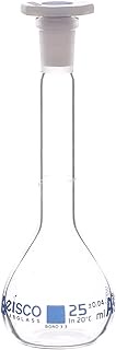 Volumetric Flask, 25ml - Class A - 10/19 Polyethylene Stopper, Borosilicate Glass - Blue Graduation,