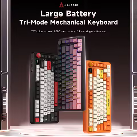 New AJAZZ AK820 MAX Plus Gaming Keyboard Tri Mode 8000mAh Gasket TFT Screen Hot Plug Mechanical Keyb