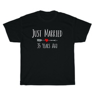 Just Married 35 Years Ago 35Th Wedding Husband Wife Anniversary T-Shirt