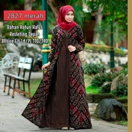 Terbaru New Gamis Batik Wanita Modern Kombinasi Polos-Gamis Batik