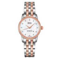 MIDO Baroncelli นาฬิกาข้อมือผู้หญฺิง Automatic Watch รุ่น M7600.9.9.69.1 ตัวเรือนกลมสีโรสโกลด์ หน้ามุก ขนาด 29 mm.