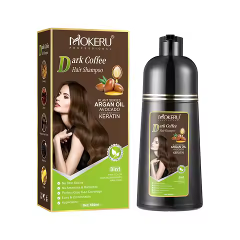 Mokeru Argan Oil Natural Avocado Keratin Long Lasting Dark Coffee Brown Permanent Hair Dye Shampoo f