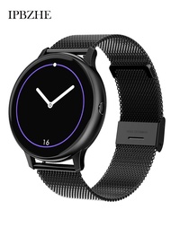 Smartwatch สมาร์ทวอท สมาร์ทนาฬิกาผู้ชาย Android กีฬาเลือดออกซิเจน Heart Rate สมาร์ทนาฬิกาผู้หญิงความดันโลหิต Music SmartWatch สำหรับ HuaWei Iphone Smartwatch สมาร์ทวอท Silver Steel
