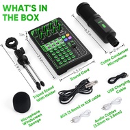 Pyle Portable Bluetooth Live Broadcast Sound Card Pro Audio Interface DJ mixer Condenser w/Microphone Set, for Streaming