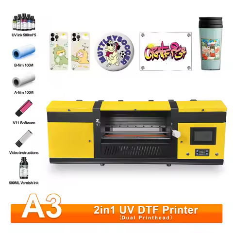 A3 XP600 UV DTF Printer Dual Head XP600 UV Printer UV DTF Film UV DTF Sticker Printer Embossed Effec