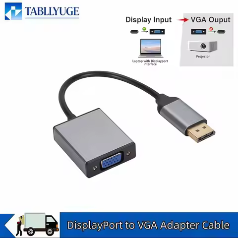 DP to VGA Converter DisplayPort Male to VGA Female Adapter Aluminum Alloy 1080P HD Cord for Laptop M