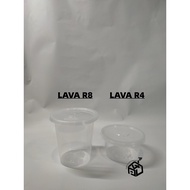 LAVA R4/R8 Small Round PP Disposable Clear Container With Lids (100pcs±)