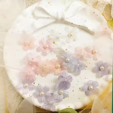 0.6 Inch Organza Three-dimensional Florets, DIY Wedding Headwear Hair Earrings Skirt Coat Decoration