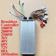 45A จักรยานไฟฟ้า48V 60V 72V 2000W/2500W/60A 18มอสเฟตัวควบคุมไฟฟ้ากระแสตรงสองโหมดสำหรับมอเตอร์ความเร็