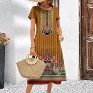 Asean Inspired Attire for Women 2025 Filipiniana Attire Retro Ethnic Palace Print Women's Dress Asea