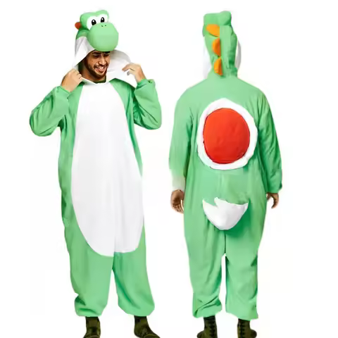 New Mario Bros Yoshi One Piece Family Pajamas Anime Men Halloween Cosplay Jumpsuit Costume Cartoon C