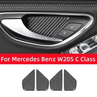 For Mercedes Benz W205 C180 C200 C300 C GLC Class Carbon Fiber  Stickers Door Handle Bowl Trim Cover