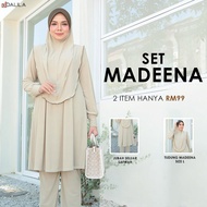 Dalila Set Madeena Jubah Seluar Safwah Suit &amp; Tudung Madeena Blouse Pants Baju Muslimah Umrah Haji Putih Hitam Set Seluar Blause Labuh Wanita Plus Size Black White Ready Stock