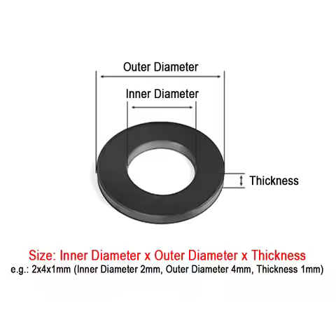 M2 M2.5 M3 M4 M5 M6 M7 M8 M10 M11 M12 M13 M14 M15 M16 M17-M42 Black Soft Rubber Flat Washers Plane S
