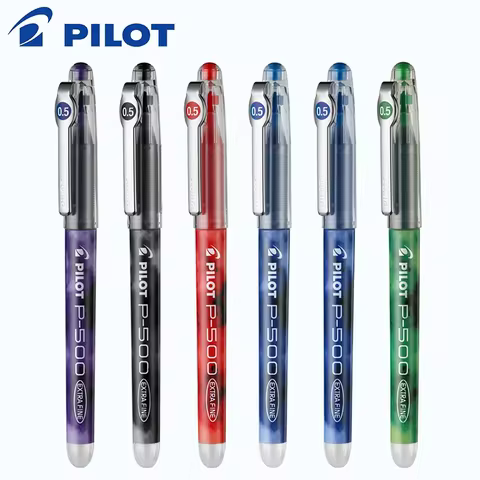Original Japan Pilot P500 Retractable Rolling Ball Point Gel Ink Pens, 0.5mm Extra Fine Point, Smoot