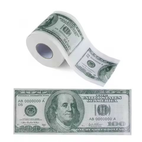 Funny One Hundred Dollar Bill Toilet Roll Paper Money Roll $100 Novel Gift 2Ply Paper Towels Tissue 