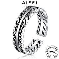 AIFEI JEWELRY Sterling Vintage Perak Ring Silver Korean Cincin Original Accessories Women 925 For 純銀戒指 Perempuan Adjustable R1538