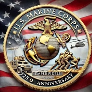 TGHJ12Ready Straw US Marine Corps Commemorative Coin 75th Anniversary Coin Commemorative Collection 