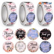 500Pcs/Roll Colorful Flowers Wreath Thank You Stickers/Christmas Wedding Thanksgiving Festivals Gift Box Decor Labels