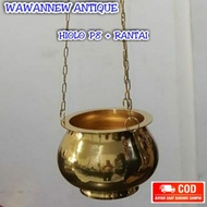 TERBARU READY STOK Hiolo P6 P8 Tempat Tatakan Tancapan Dupa Buhur Bokor Hio Lo + Rantai Kuningan Asl