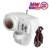 12V Motorcycle Charger usb Waterproof Voltmeter Sequential Lights Fast QC3.0 Motor Usb Charger With 