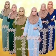 Malika Exclusive Kurung Moden Lace Sedondon Raya XS-5XL DUSTY GREEN EMERALD BABY BLUE ROYAL BLUE NAVY OLIVE