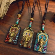 Retro Nepal Thangka Tibetan Amulet Long Necklace Ebony Pendant Accessories Tibetan Amulet Sweater Ch