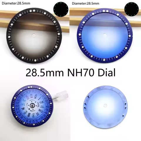 28.5mm nh70 dial gradient blue red yellow gray open heart dial for nh38/nh70/nh71/nh72 movement skel