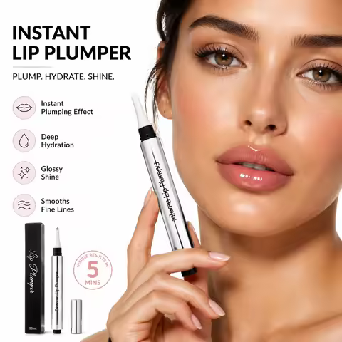 Instant Lip Plumper, Syringe Design Lip Plumping Gloss, Moisturizing Shine Lip Serum, Reduce Lip Fin
