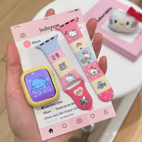 Anime Sanrio Lovely Kitty Silicone Band Sweet Daily Summer Accessory Compatible Apple Watch Series 6