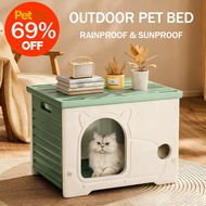 Outdoor Cat Bed Plastic Cat House Enclosed Waterproof Sun-resistant Cat Villa Shelter For Cat & Dog